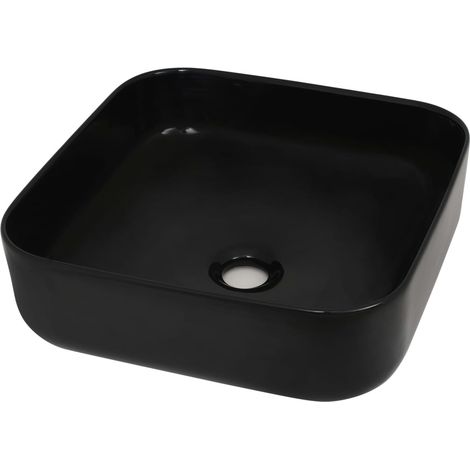 Lavabo carré Céramique Noir 38 x 38 x 13,5 cm