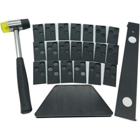 Kit d'installation pour installation de sol stratifié en bois avec cale à frapper, outil d’emboitage, maillet et 20 entretoises