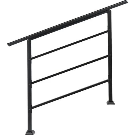 Rambarde extérieure GROOFOO en fer forgé noir antirouille – Convient pour 1 à 4 marches, style transitionnel, kit d'installation facile tout inclus, certifiée pour une utilisation domestique et commer (1/3)