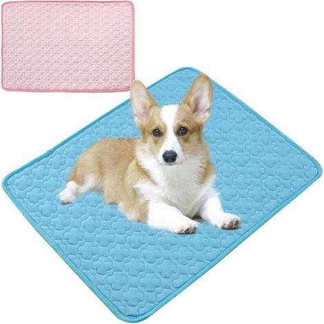 Tapis rafraîchissant pour animaux - doux et confortable - respirant - (2 pièces, rose + bleu - 50x40 cm) (1/5)