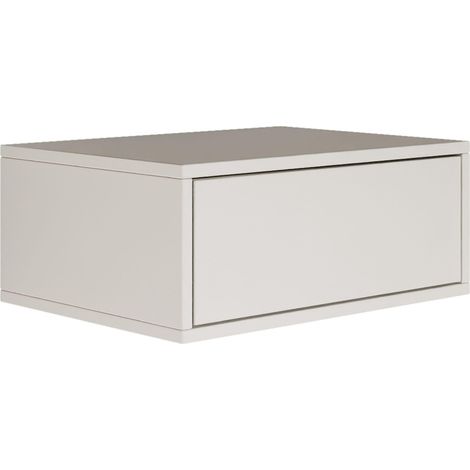 Table de Nuit 50 cm Suspendue Design Minimaliste avec Tiroir Push-to-Open Finition Blanc Table de Chevet Chambre Adulte Bois et Panneaux Laminés (1/5)