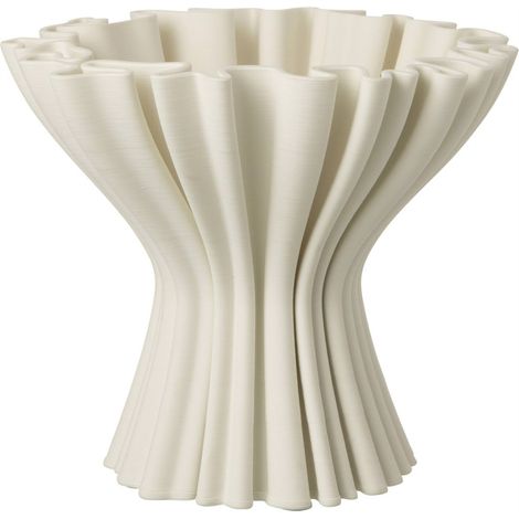 Vase sculptural blanc en grès ondulé - blanc (1/2)