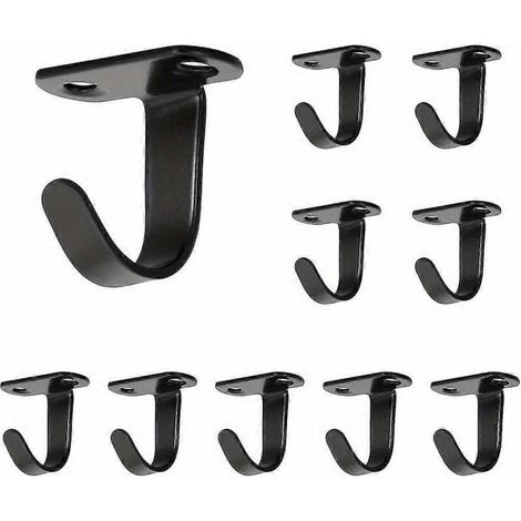 Lot de 10 crochets de plafond à visser en acier inoxydable, crochets pour serviettes/peignoirs sous étagère, cintres robustes pour salle de bain, armoire ou garage. (1/4)