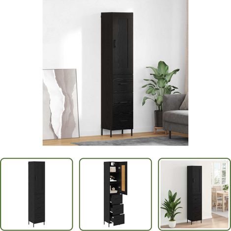 Meuble console - Haut Armoire Chêne noir 34,5 x 34 x 180 cm Bois d'ingénierie (1/5)