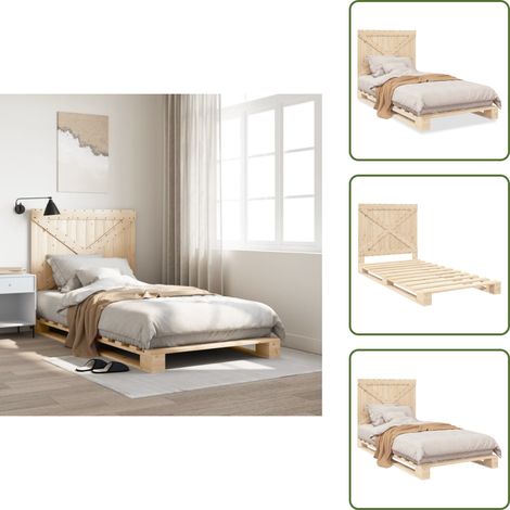 The Living Store Cadre de lit sans matelas avec tête de lit 100x200 cm - Cadre de lit (1/5)