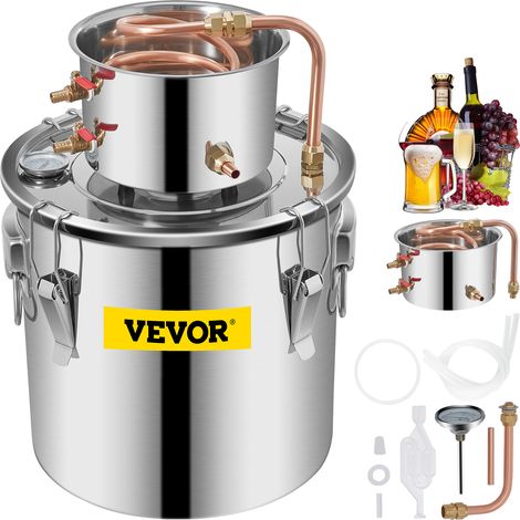 Mophorn – Distillateur alambic 19 L en inox alimentaire – Distillation eau, vin, brandy, huiles essentielles – Kit complet avec pompe et thermomètre