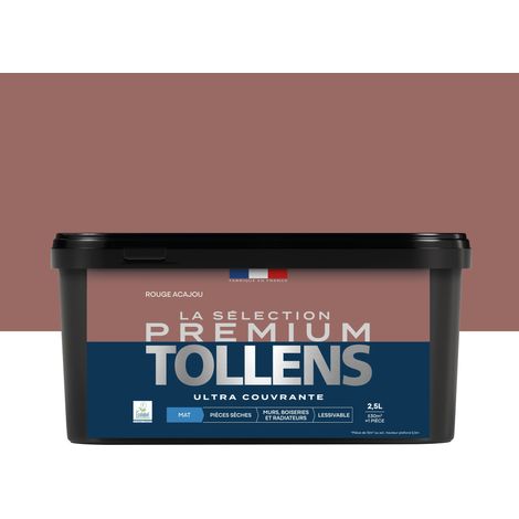 Tollens - Peinture intérieure couleurs - La Sélection Premium Mat - Ultra Couvrante - Rouge Acajou 2,5 L - 30m²