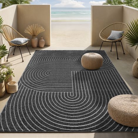 Tapis shaggy moderne 160x230cm – Polypropylène résistant aux intempéries – Style bohème avec éléments shaggy – Facile à nettoyer – The Carpet (1/5)