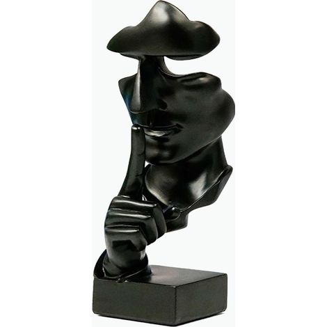 Silence Is Golden Sculpture Moderne Abstraite, Artisanat, Décoration Salon, Chambre, Vin, Penseur Cassé, Ornement, Cadeau, Noir (1/5)
