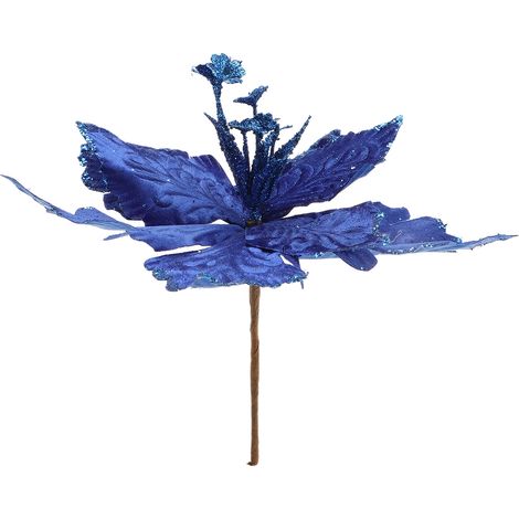 Ornement de fleurs artificielles bleues, 8 pièces, fausses exquises et durables pour décoration de couronne d'arbre de noël, 28x28cm (1/5)