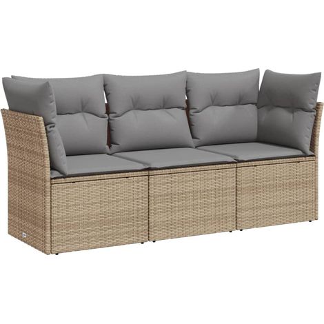 Maison Exclusive - 3-tlg. Garten-Sofagarnitur mit Kissen Beige Po