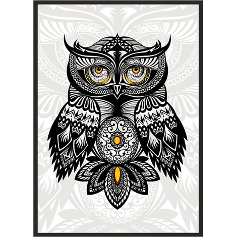 Bild Poster im Rahmen 53x73cm Eule Tribal P589 (1/4)