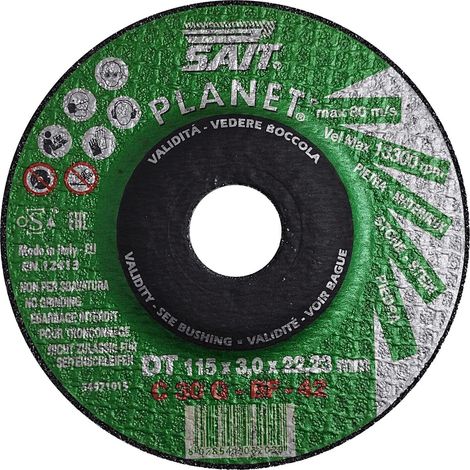 Sait PLANET DT C30Q mola centro depresso taglio pietra ghisa 115x3,0x22,23