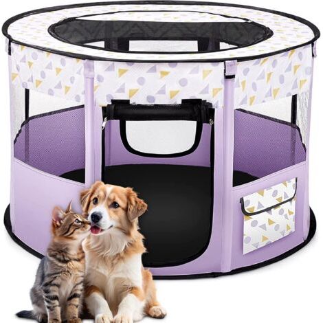 Parc portable pour animaux de compagnie, parc pliable pour chat, idéal pour les voyages en intérieur et en extérieur, chiot, chaton, lapin (1/5)