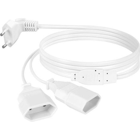 AXFEE rallon d& 39alimentation 200cm 2 en 1 Câble d& 39extension de Prise d& 39extension EU 0 75 Coude 2 en 1 Blanc 2 m 1pc (1/5)