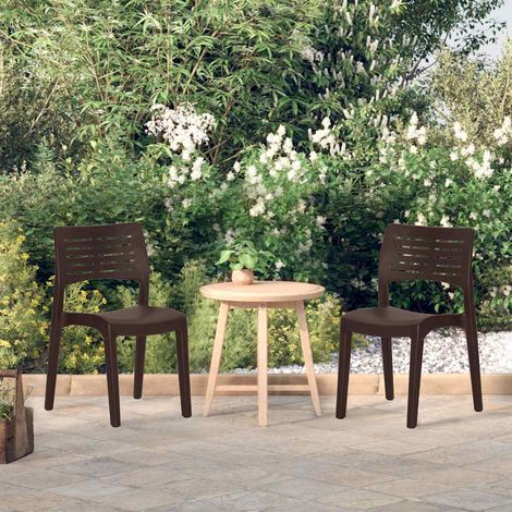 Chaises de jardin-Chaise de terrasse-Chaise d'extérieur lot de 2 Moka Polypropylène 553238 (1/5)