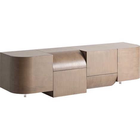 Meuble TV chêne art déco finition mate marron élégant - Chêne marron finition mate (1/5)