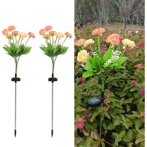 Lampe solaire lotus des neiges à 7 têtes, lampe fleur solaire, lampe florale artificielle d'extérieur, éclairage de sol LED en forme de fleur artificielle, lampe étanche pour villa, jardin, parc, cour (1/5)