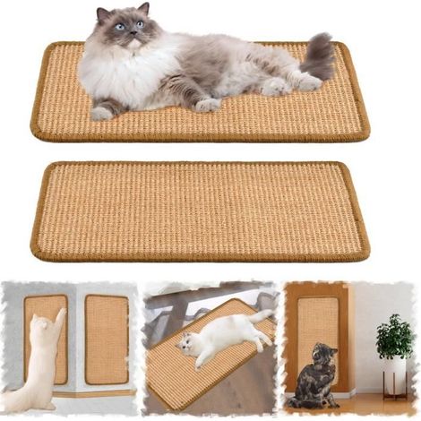 Kratzmatte - Katzenkratzbrett - Natur Sisal - Rutschfest - Set aus 2 Stück - 25x50cm