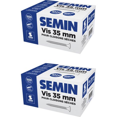 Lot de 2 x 1000 vis auto perceuse Semin pour la fixation des plaques de pâtre sur l'ossature - intérieur - 35 mm