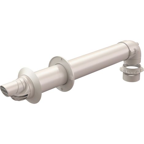 Ubbink – Kit complet de fumisterie 60/100 – Terminal horizontal condensation – Polypropylène traité anti-UV – Coude avec clamp Sekurit