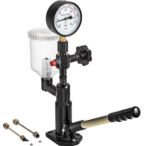 VEVOR Testeur De Buse Noir Testeur D'injecteur Diesel 0 a 600 bar 400Bar Buse Testeur D'injecteur Pour 6190/6200/6170 Diesel Nozzle Tester 48 X 26 X 17 cm Adaptateur 6 kg