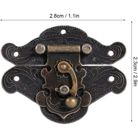 QORVA-Loquet de style vintage, fermeture à moraillon antique en relief avec vis pour armoires décoratives, placards, penderies, boîtes à bijoux, coffrets cadeaux, valises ou meubles, couleur bronze (X