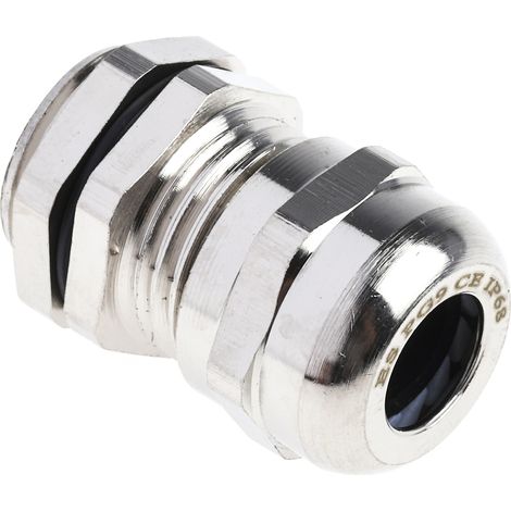 Presse-étoupe PG9 en Laiton nickelé pour câble de 4mm à 8mm, avec contre-écrous, IP68 ( Prix pour Paquet de 5 ) (1/3)