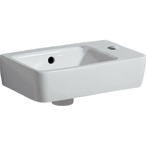 Geberit – Lave-mains céramique compact 15x40x25cm – Trou de robinetterie à droite – Adapté petites salles de bains – Installation sur meuble (1/4)