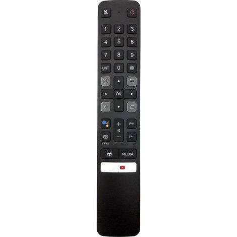 Eine 20 cm lange Fernbedienung, die üblicherweise für Smart-TVs verwendet wird, darunter auch das Modell TCL RC901V FMR1. (1/4)