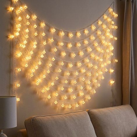 Catena luminosa Decorazione natalizia catena luminosa con design a diamanti Luce decorativa, plastica argentata, batteria 9x 10 LED 3000K bianco caldo, 9x L 120 cm (1/5)