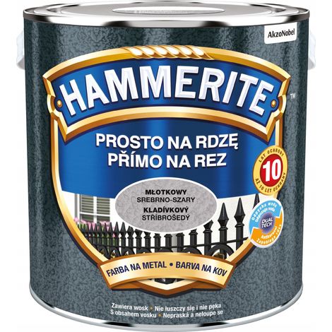 Peinture pour métal Hammerite Straight to Rust, effet martelé, gris argenté, 2,5 L
