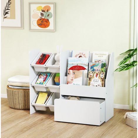 Mueble de almacenamiento infantil con cajones y estantería 100 x 30 x 80 cm blanco HAVRYA (1/5)