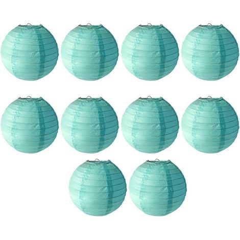 Lanternes en papier bleu, lanternes rondes à faire soi-même, parfaites pour les mariages -- (1/5)