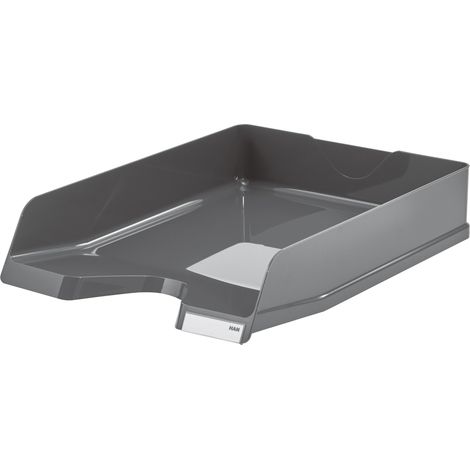 Han Portalettere Viva, DIN A4/C4, impilabile, lucide, con clip, confezione da pezzi grigio scuro (1/5)