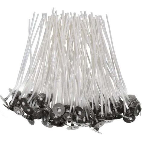 Lot de 200 mèches de bougie pré-cirées de 15 cm, mèches de bougie naturelles pour la fabrication de bougies (1/4)