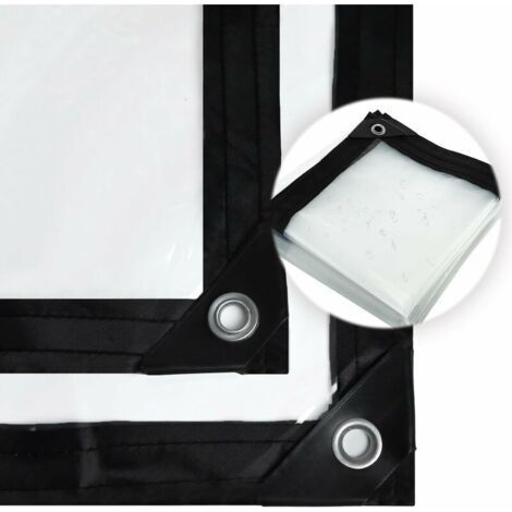 Bâche imperméable Transparente avec œillets, bâche imperméable Transparente, en polyéthylène résistant aux intempéries(3x3m) (1/4)