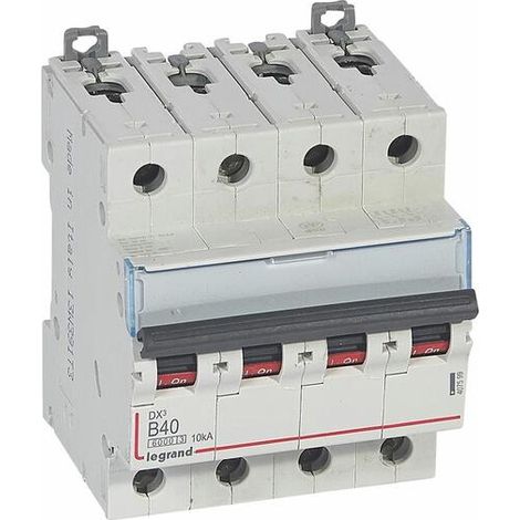 Disjoncteur DX³6000 10kA arrivée haute et départ bas à vis 4P 400V - 40A - courbe B - 4 modules - LEGRAND