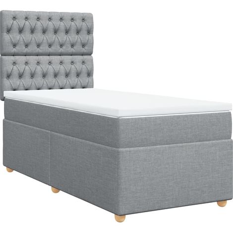 Maison Exclusive - Sommier à lattes de lit et matelas Gris clair 90x190 cm Tissu (1/5)