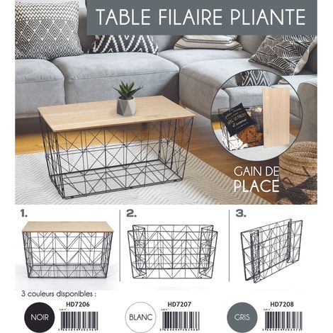 Table d'appoint - HOME DECO FACTORY - Pliable - Industrielle - Gris et beige (1/5)