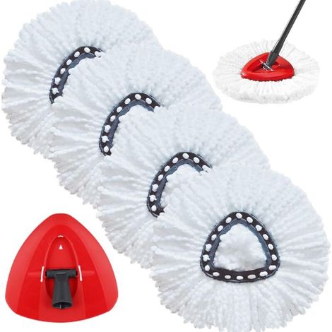 Tête de balai compatible avec le balai Vileda Turbo 2 en 1, 4 têtes de balai blanches + 1 base de balai pour recharges EasyWring & Clean (1/5)