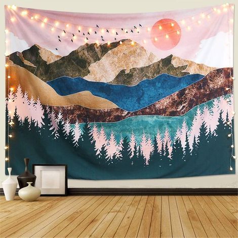 Tapisserie Murale Soleil et Lune Tenture Murale Mandala Indien Boho Hippie Couverture Décoration Murale Chambre Salon Serviette De Plage 150 130cm (1/5)