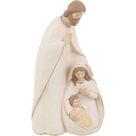 Natività sacra famiglia in poliresina per decorazioni natalizie h 23,5 cm