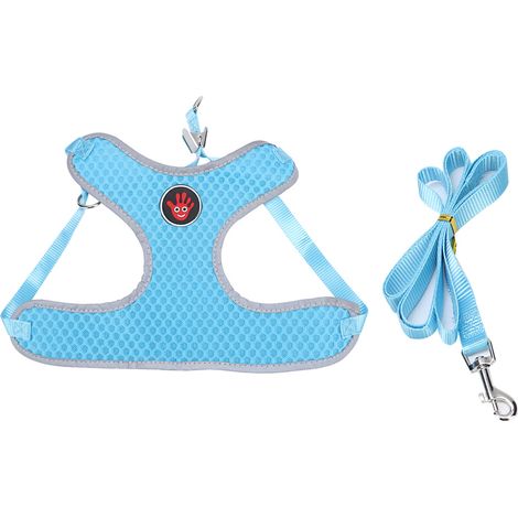 Atmungsaktives Brustgeschirr aus Polyester-Mesh im Westenstil mit Leine für Hunde und Katzen (Blau S) (1/5)