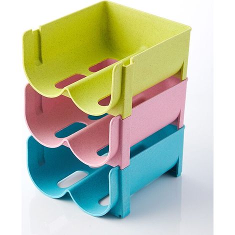 3-teiliges Flaschenregal für den Kühlschrank, stapelbarer Flaschenhalter aus Kunststoff (1/4)