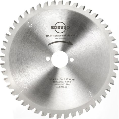 EDESSÖ Kreissägeblatt Präzision Fertigschnitte Wechselzahn negativer Spanwinkel Mehrzahn, HW 210x2,8/1,8x30 Z=48 W neg (1/3)