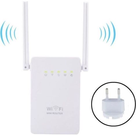 Répéteur WIFI - Non spécifié - 300M - Double antenne - Utilisation domestique et professionnelle - Blanc (1/4)