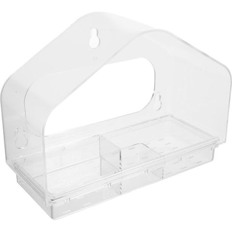 Transparent Acrylique avec Ventouse Distributeur Nourriture Suspendu pour Cage et Jardin Protection Anti éclaboussures Convient pour Perroquets et Volières (1/5)