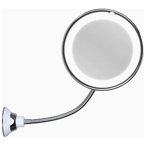 QORVA-Miroir Coiffeuse grossissant avec lumière LED Rotatif à 360°  Miroir Mural avec Bras Flexible et Ventouse puissante  Miroir Salle de Bain