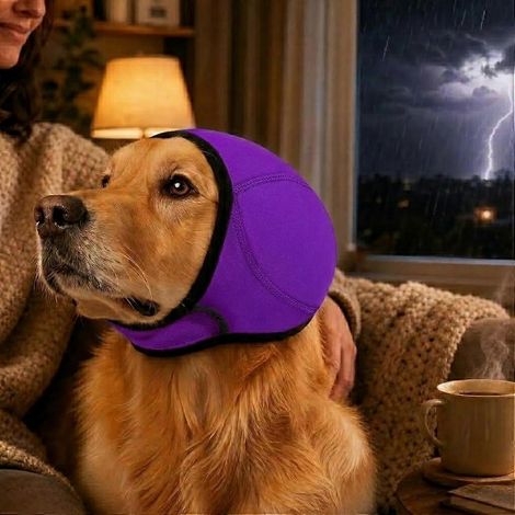 Cache-oreilles antibruit chiens protection auditive apaisante orage feux d'artifice bain réglable résistant eau grande taille violette (1/5)